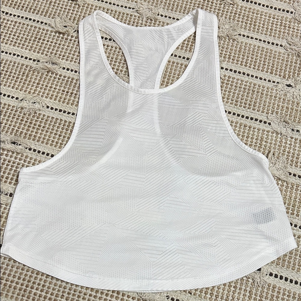 White Geometric Patterned Tank Top